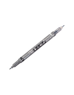 Rotulador tombow fudenosuke tinta base de agua doble punta blanda color gris/negro 2