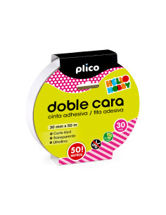 Cinta adhesiva plico doble cara transparente 50 mt x 30 mm
