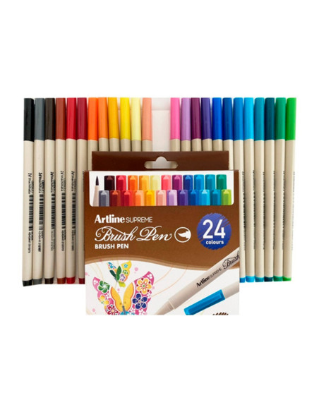 Rotulador artline supreme brush epfs pintura base de agua punta tipo pincel trazo fino bolsa de 24 unidades