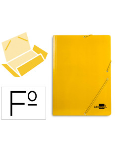 Carpeta liderpapel gomas tres solapas carton plastificado folio color amarillo