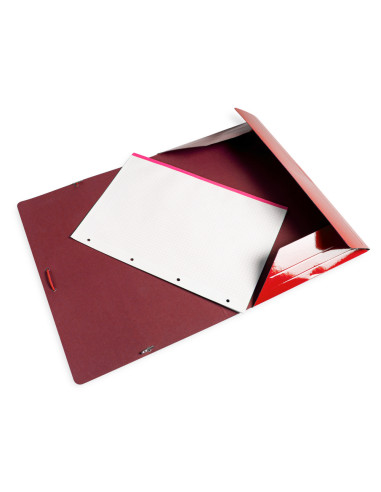 Carpeta liderpapel gomas folio 3 solapas carton plastificado color rojo