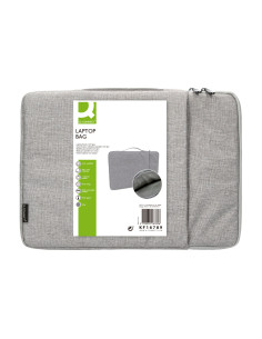 Funda para portatil q-connect 13,3 " con asa 1 bolsillo exterior con cremallera color gris 350x250x25 mm