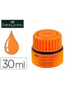 Tinta rotulador faber castell textliner fluorescente 1549 con sistema capilar color naranja bote 30 ml