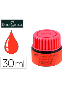 Tinta rotulador faber castell textliner fluorescente 1549 con sistema capilar color rojo bote 30 ml