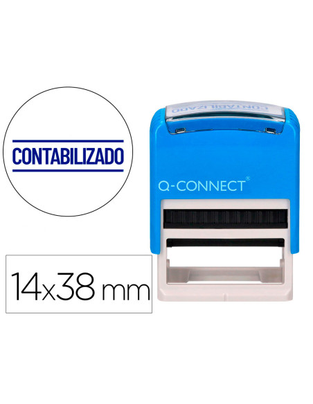 Sello entintado automatico q-connect contabilizado almohadilla 14x38 mm color azul
