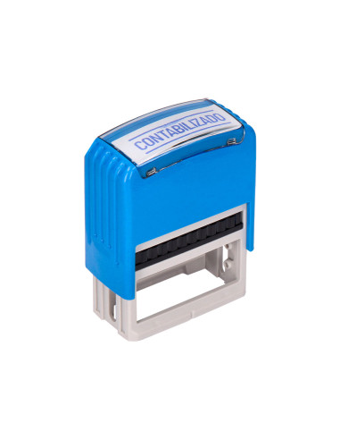 Sello entintado automatico q-connect contabilizado almohadilla 14x38 mm color azul
