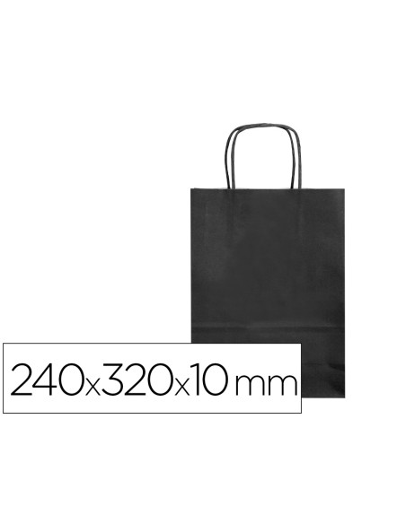 Bolsa papel q-connect celulosa negro s con asa retorcida 240x320x10 mm