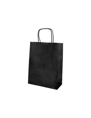 Bolsa papel q-connect celulosa negro s con asa retorcida 240x320x10 mm