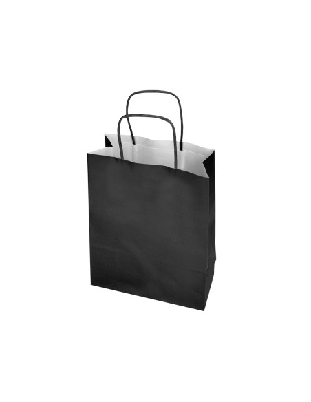 Bolsa papel q-connect celulosa negro s con asa retorcida 240x320x10 mm