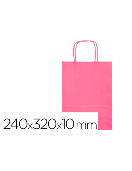 Bolsa papel q-connect celulosa rosa s con asa retorcida 240x320x10 mm