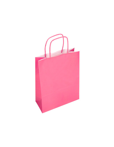 Bolsa papel q-connect celulosa rosa s con asa retorcida 240x320x10 mm