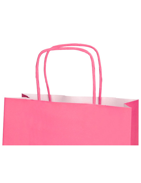Bolsa papel q-connect celulosa rosa s con asa retorcida 240x320x10 mm