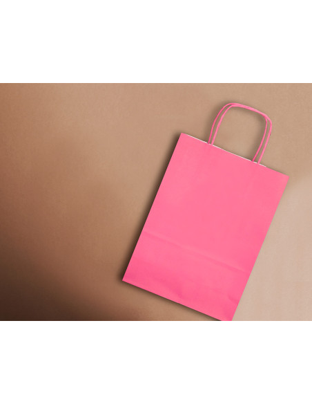 Bolsa papel q-connect celulosa rosa s con asa retorcida 240x320x10 mm