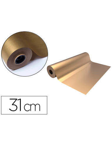 Papel de regalo basika metalizado oro bobina ancho 31 cm longitud 80 m