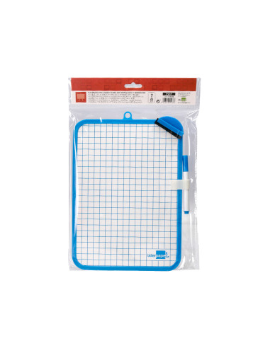 Pizarra blanca liderpapel 18x26 cm doble cara lisa y cuadriculada con rotulador y borrador