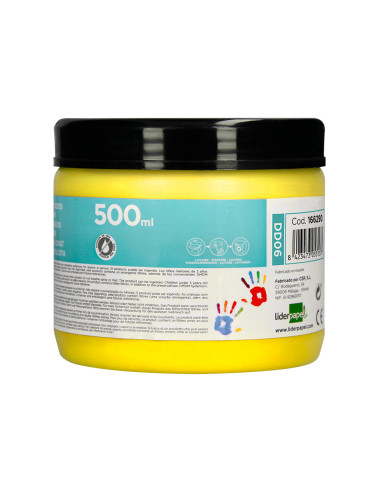 Pintura dedos liderpapel tarrina de 500 ml amarillo