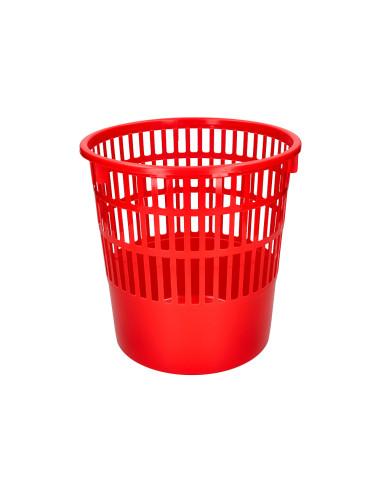 Papelera plastico q-connect 15 litros rejilla color rojo 285x290 mm