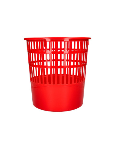 Papelera plastico q-connect 15 litros rejilla color rojo 285x290 mm
