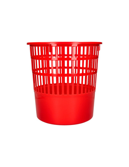 Papelera plastico q-connect 15 litros rejilla color rojo 285x290 mm