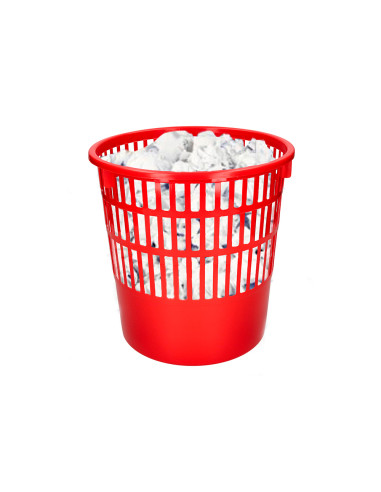 Papelera plastico q-connect 15 litros rejilla color rojo 285x290 mm