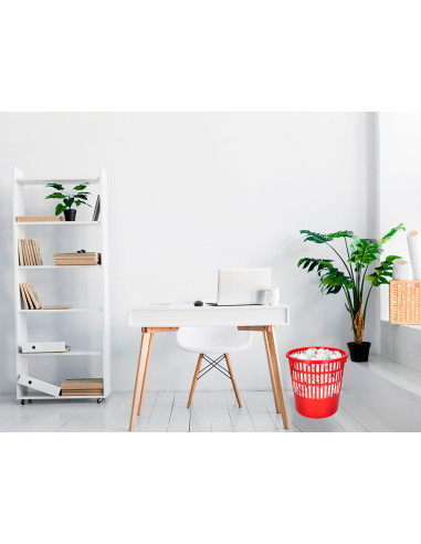 Papelera plastico q-connect 15 litros rejilla color rojo 285x290 mm