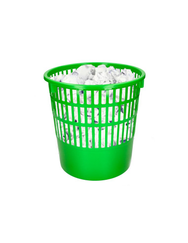 Papelera plastico q-connect 15 litros rejilla color verde 285x290 mm