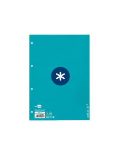 Recambio a4 antartik 80 hojas 90g/m2 cuadro 5mm 4 taladros 1 banda con marco color turquesa 2
