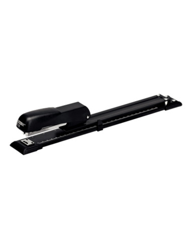 Grapadora rapid e15 metalica brazo largo capacidad 20 hojas usa grapas 24/6 y 26/26 color negro