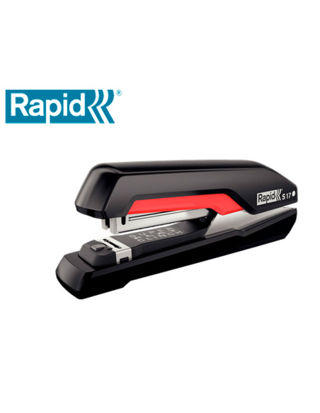 Grapadora rapid s17 fullstrip plastico capacidad de grapado 30 hojas usa grapas 24/6 y 26/6 color negro/rojo