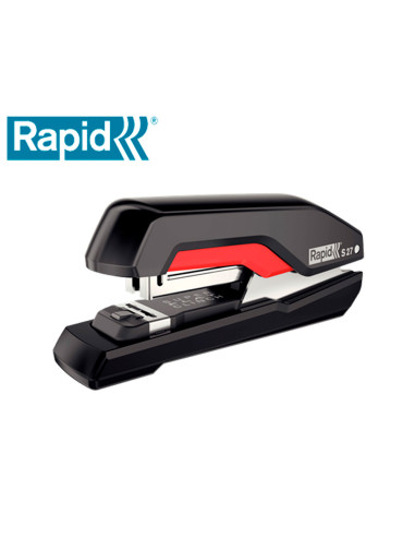 Grapadora rapid s27 fullstrip plastico capacidad de grapado 30 hojas usa grapas 24/6 y 26/6 color negro/rojo
