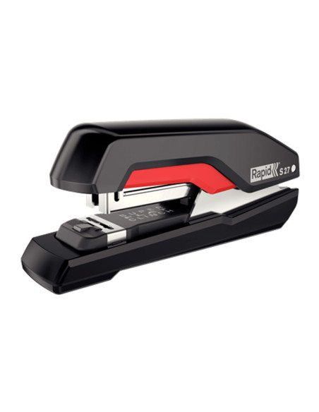 Grapadora rapid s27 fullstrip plastico capacidad de grapado 30 hojas usa grapas 24/6 y 26/6 color negro/rojo