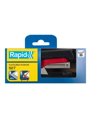 Grapadora rapid s27 fullstrip plastico capacidad de grapado 30 hojas usa grapas 24/6 y 26/6 color negro/rojo