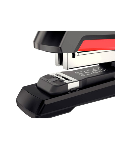 Grapadora rapid supreme s50 plastico capacidad de grapado 50 hojas usa grapas 24/6-8+ y 26/6-8+ color negro/rojo