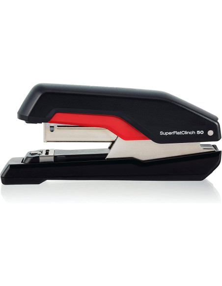 Grapadora rapid supreme s50 plastico capacidad de grapado 50 hojas usa grapas 24/6-8+ y 26/6-8+ color negro/rojo
