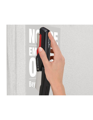 Grapadora rapid supreme s50 plastico capacidad de grapado 50 hojas usa grapas 24/6-8+ y 26/6-8+ color negro/rojo