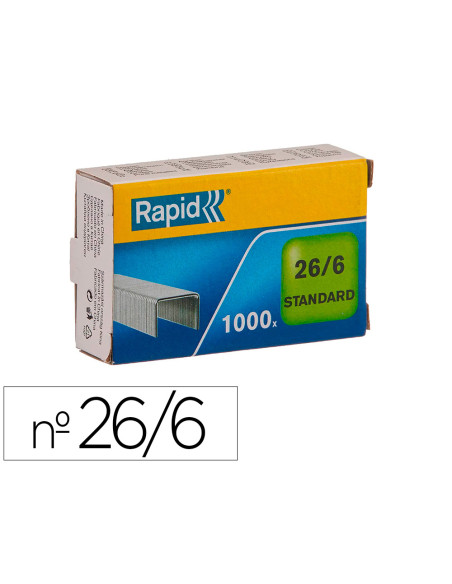 Grapas rapid 26/6 mm galvanizada caja de 1000 unidades
