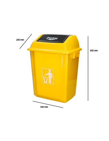 Papelera contenedor q-connect plastico con tapa de balancin 20 litros amarillo 340x240x450 mm