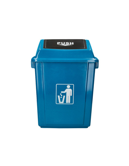 Papelera contenedor q-connect plastico con tapa de balancin 20 litros azul 340x240x450 mm