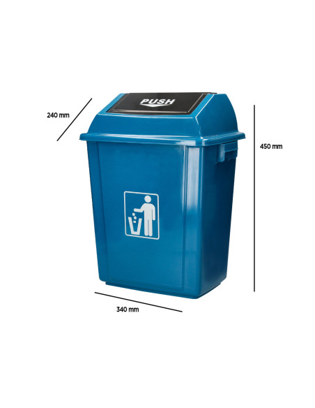 Papelera contenedor q-connect plastico con tapa de balancin 20 litros azul 340x240x450 mm