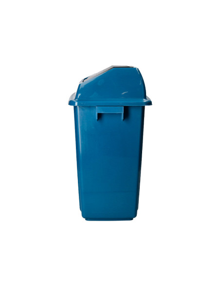 Papelera contenedor q-connect plastico con tapa de balancin 20 litros azul 340x240x450 mm