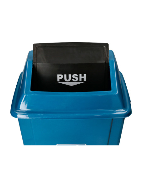 Papelera contenedor q-connect plastico con tapa de balancin 20 litros azul 340x240x450 mm
