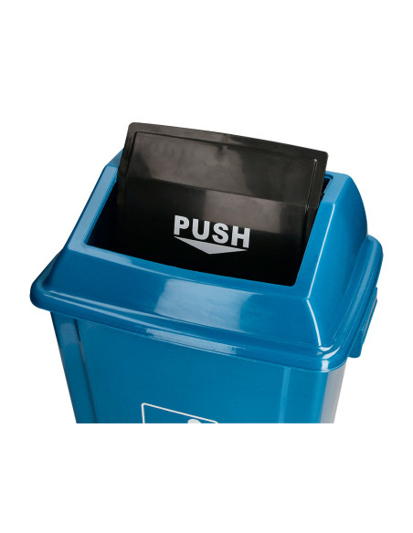 Papelera contenedor q-connect plastico con tapa de balancin 20 litros azul 340x240x450 mm