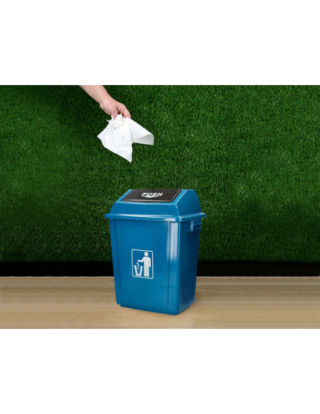 Papelera contenedor q-connect plastico con tapa de balancin 20 litros azul 340x240x450 mm