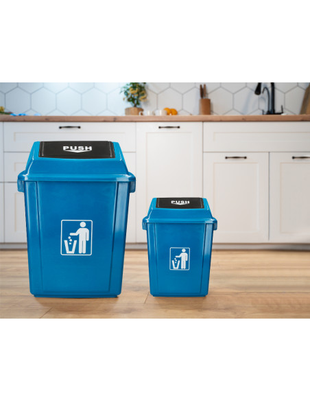 Papelera contenedor q-connect plastico con tapa de balancin 20 litros azul 340x240x450 mm