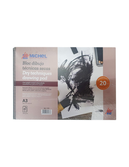 Bloc dibujo acuarela michel espiral din a3 con papel cristal intercalado 20 hojas 200 gr/m2 297x420 mm