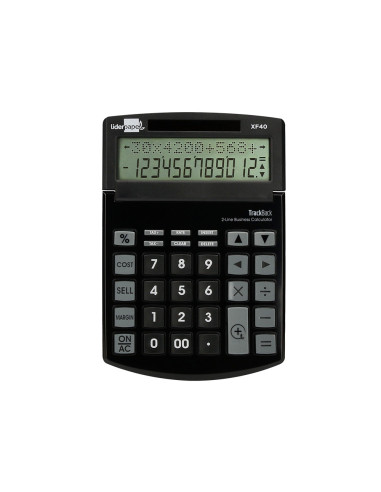 Calculadora liderpapel sobremesa xf40 12 digitos dos lineas solar y pilas negro 175x120x30 mm 40% reciclada