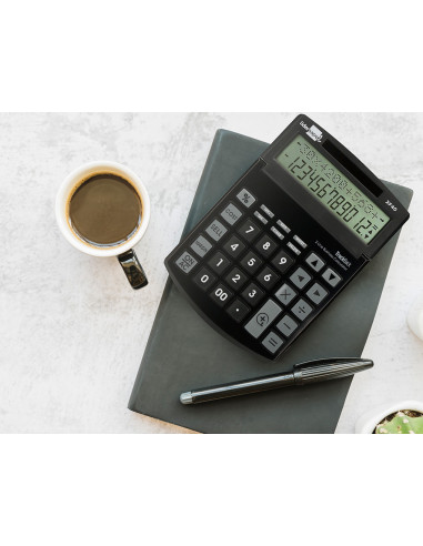 Calculadora liderpapel sobremesa xf40 12 digitos dos lineas solar y pilas negro 175x120x30 mm 40% reciclada
