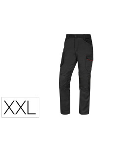 Pantalon de trabajo deltaplus con cintura elastica 7 bolsillos color gris-rojo talla xxl