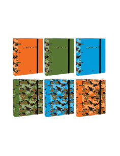 Carpeta de 4 anillas de 40 mm mixtas carton forrado folio colores surtidos camuflaje 6 diseños