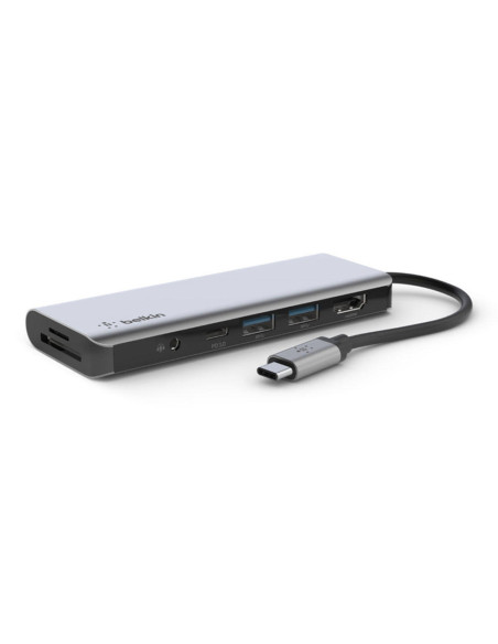 Adaptador belkin avc009btsgy hub usb-c 7 en 1 sd micro sd audio 2 x usb hdmi usb-c carga 100w